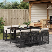 Tuinset 7-delig poly rattan zwart