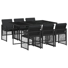 7-delige Tuinset met kussens poly rattan zwart