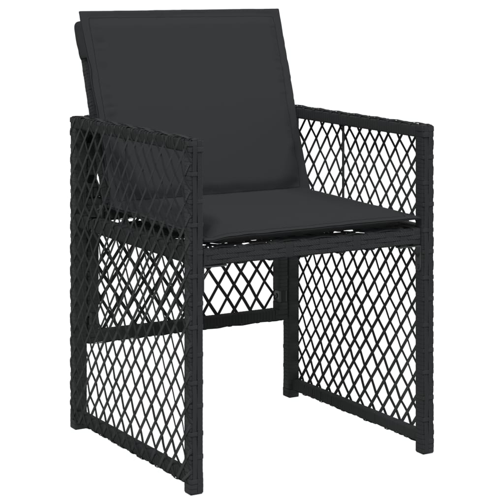 7-delige Tuinset met kussens poly rattan zwart