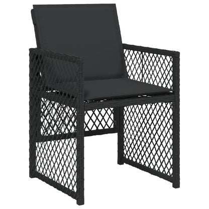 7-delige Tuinset met kussens poly rattan zwart