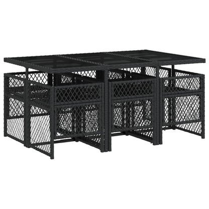 7-delige Tuinset met kussens poly rattan zwart