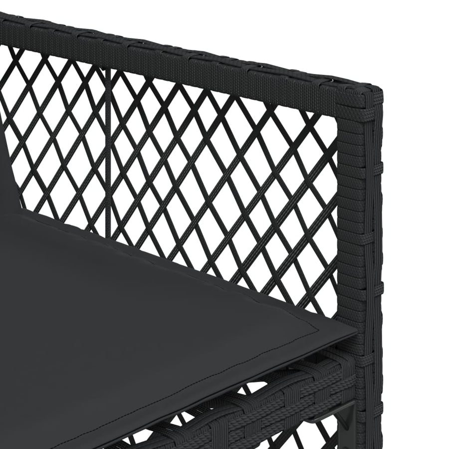 7-delige Tuinset met kussens poly rattan zwart