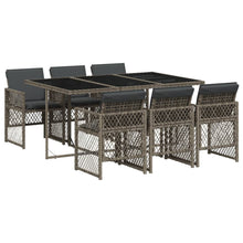 7-delige Tuinset met kussens poly rattan grijs