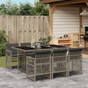 Tuinset 7-delig poly rattan grijs met kussens