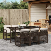 Tuinset 7-delig poly rattan bruin met kussens