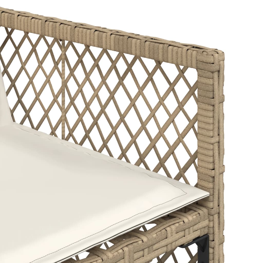 7-delige Tuinset met kussens poly rattan beige
