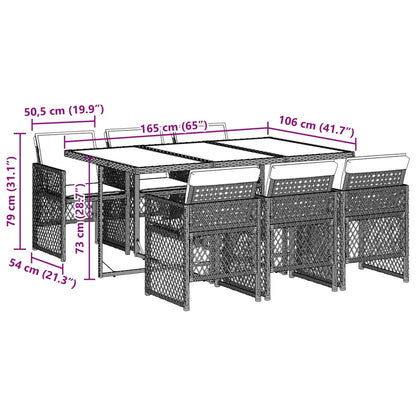 7-delige Tuinset met kussens poly rattan beige