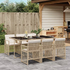 7-delige Tuinset met kussens poly rattan beige