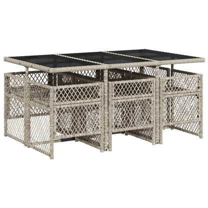 7-delige Tuinset met kussens poly rattan grijs