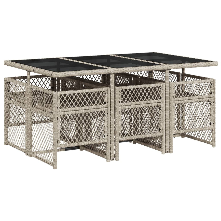 7-delige Tuinset met kussens poly rattan grijs