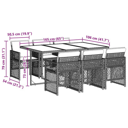 7-delige Tuinset met kussens poly rattan beige