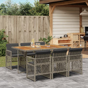 Tuinset 7-delig poly rattan grijs met kussens