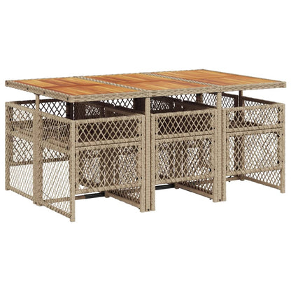 7-delige Tuinset met kussens poly rattan beige