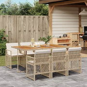 Tuinset 7-delig poly rattan beige met kussens