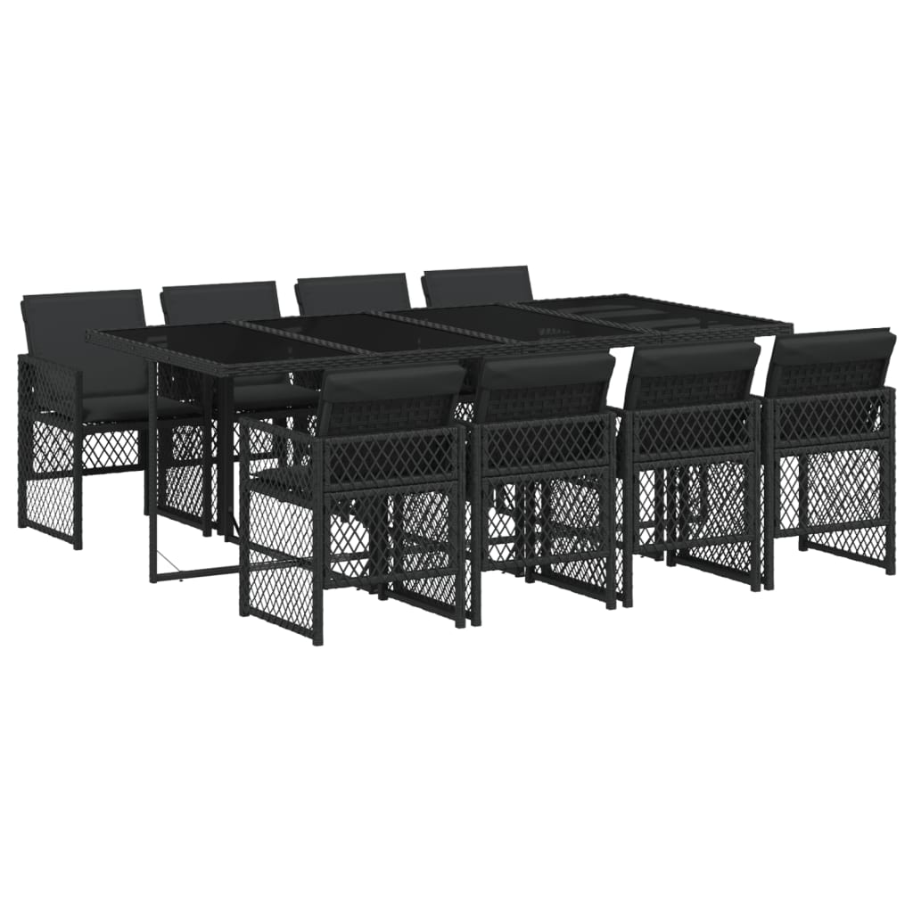 9-delige Tuinset poly rattan zwart