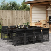Tuinset 9-delig poly rattan zwart