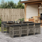 Tuinset poly rattan grijs 9-delig