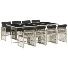 9-delige Tuinset met kussens poly rattan lichtgrijs