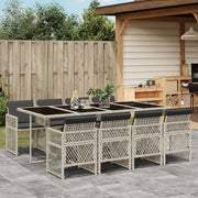 Tuinset 9-delig poly rattan lichtgrijs met kussens