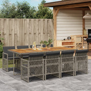 Tuinset 9-delig poly rattan grijs met kussens