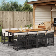 Tuinset 9-delig poly rattan zwart acaciahout