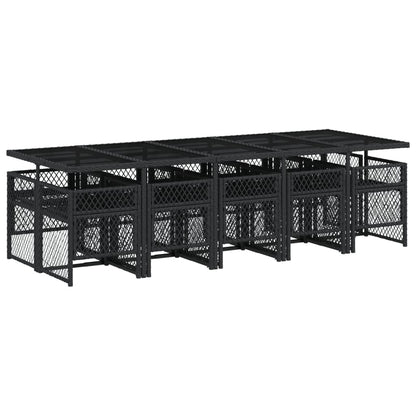 11-delige Tuinset met kussens poly rattan zwart