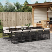 Tuinset 11-delig poly rattan zwart met kussens
