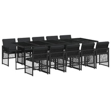 11-delige Tuinset met kussens poly rattan zwart