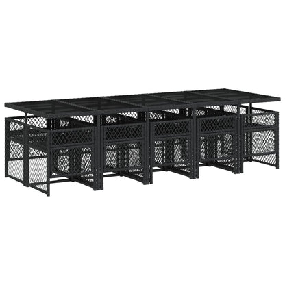 11-delige Tuinset met kussens poly rattan zwart