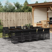 Tuinset 11-delig poly rattan zwart met kussens