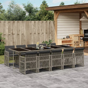Tuinset 11-delig poly rattan grijs met kussens