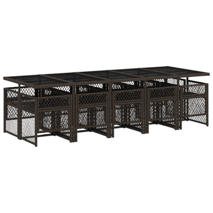 11-delige Tuinset met kussens poly rattan bruin