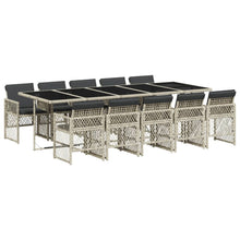 11-delige Tuinset met kussens poly rattan lichtgrijs