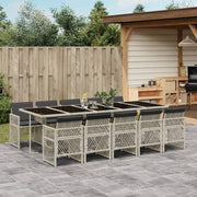 Tuinset 11-delig poly rattan lichtgrijs