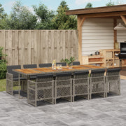 Tuinset 11-delig poly rattan grijs met kussens