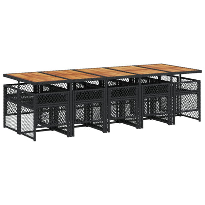 11-delige Tuinset met kussens poly rattan zwart
