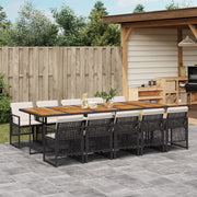 Tuinset 11-delig poly rattan zwart met kussens