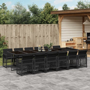 Tuinset 13-delig poly rattan zwart met kussens