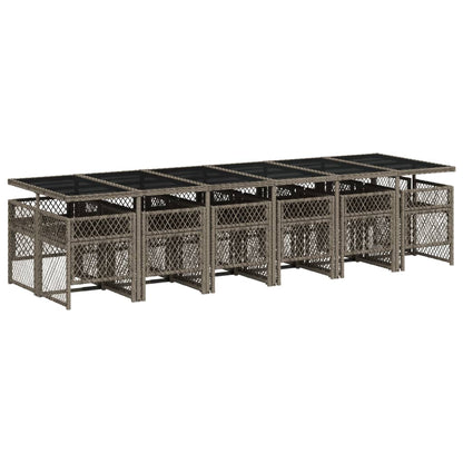 13-delige Tuinset met kussens poly rattan grijs