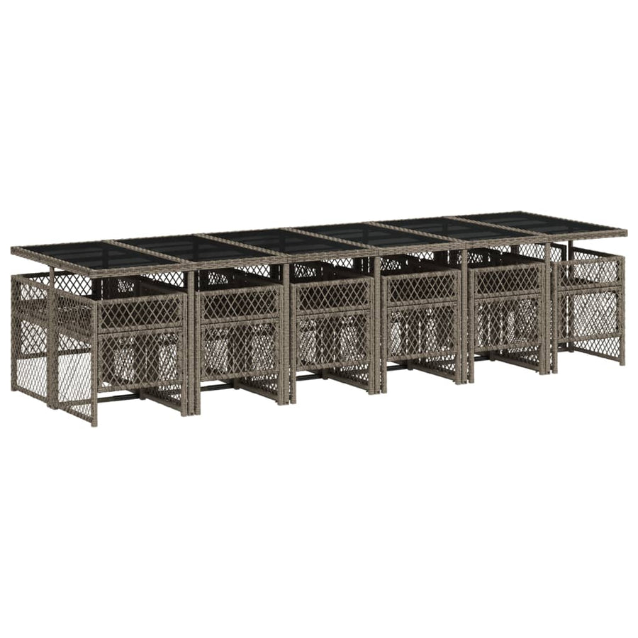 13-delige Tuinset met kussens poly rattan grijs