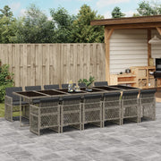 Tuinset 13-delig poly rattan grijs met kussens