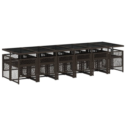 13-delige Tuinset met kussens poly rattan bruin