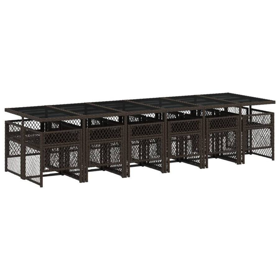 13-delige Tuinset met kussens poly rattan bruin