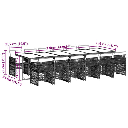 13-delige Tuinset met kussens poly rattan bruin