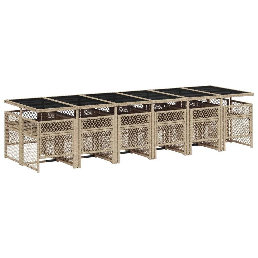 13-delige Tuinset met kussens poly rattan beige
