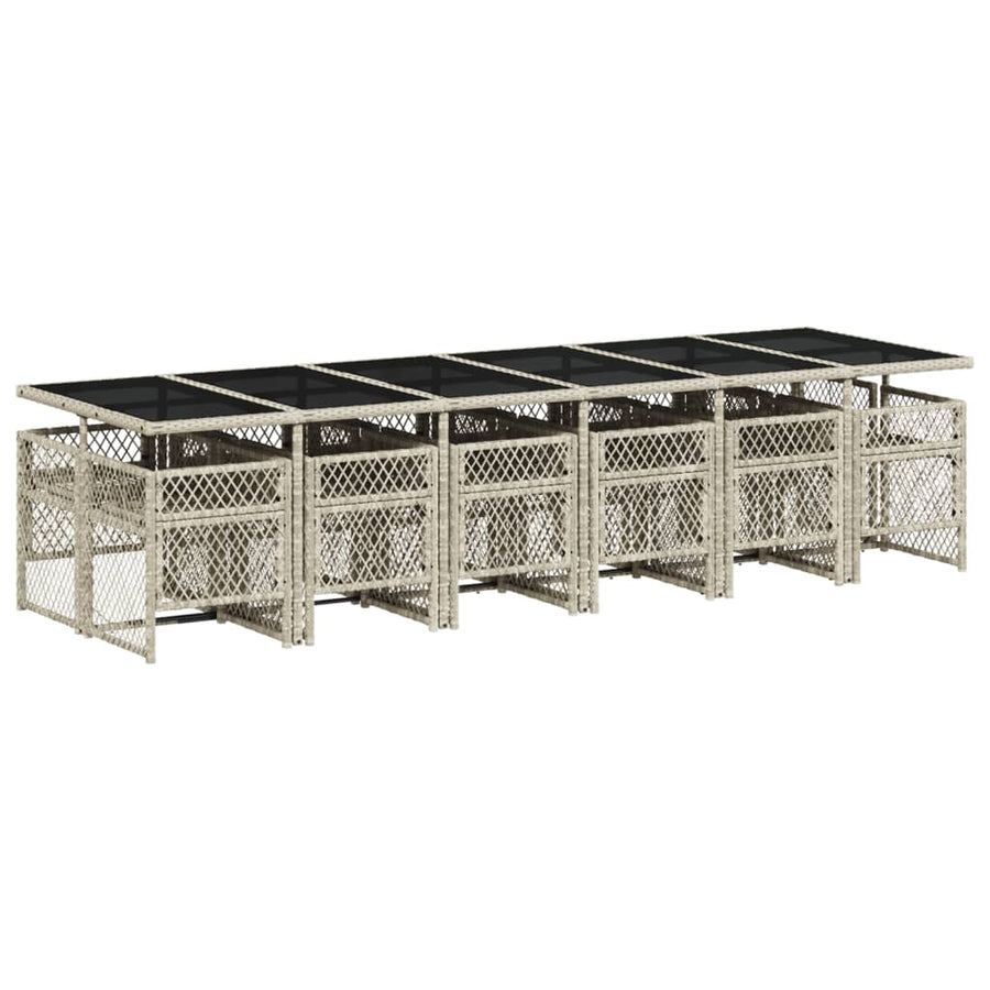 13-delige Tuinset met kussens poly rattan lichtgrijs