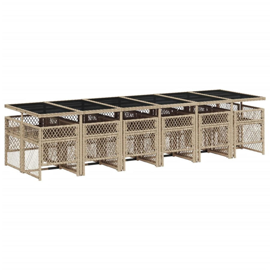 13-delige Tuinset met kussens poly rattan beige