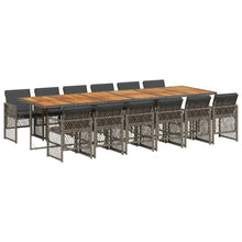 13-delige Tuinset met kussens poly rattan grijs