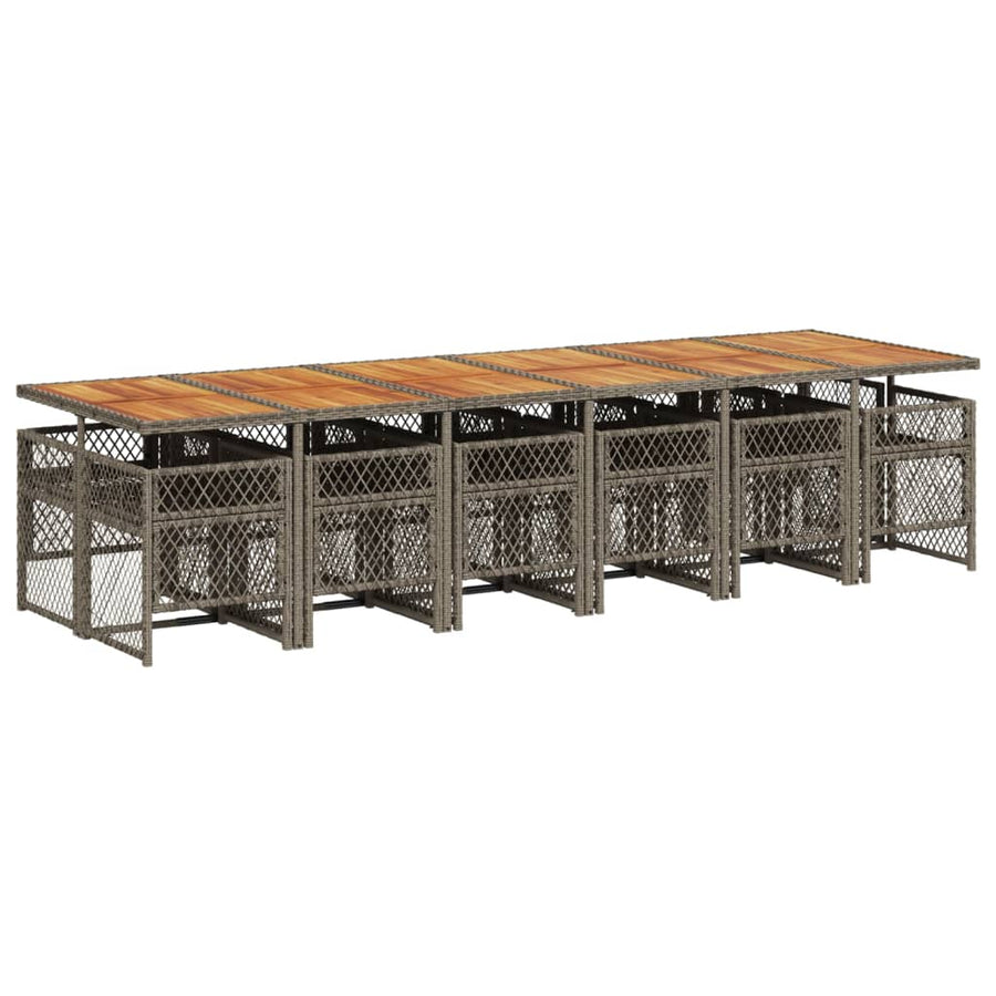 13-delige Tuinset met kussens poly rattan grijs