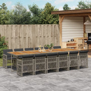 Tuinset 13-delig poly rattan grijs acaciahout
